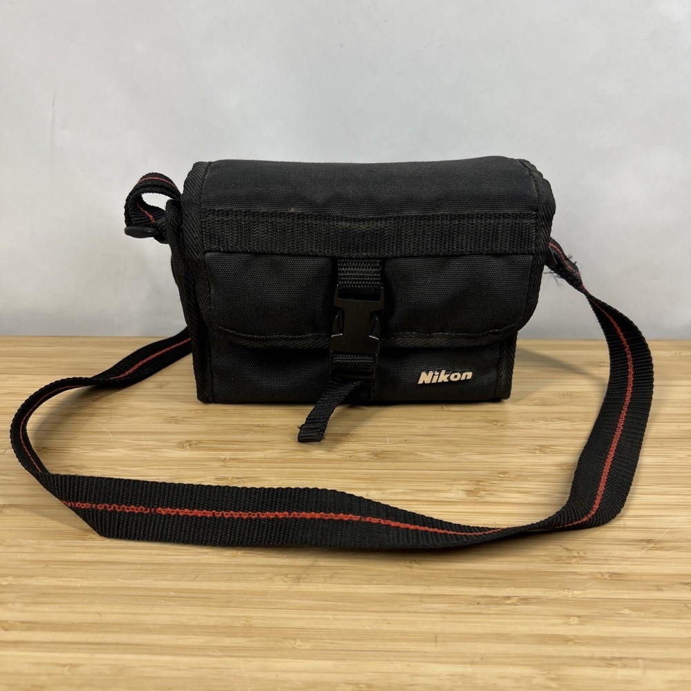 NIKON Vintage Black Camera Canvas Bag w/ Strap - Compact Size - Tele Touch 35mm